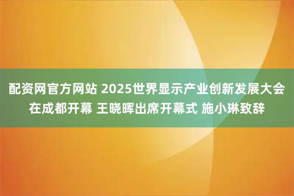 配资网官方网站 2025世界显示产业创新发展大会在成都开幕 王晓晖出席开幕式 施小琳致辞